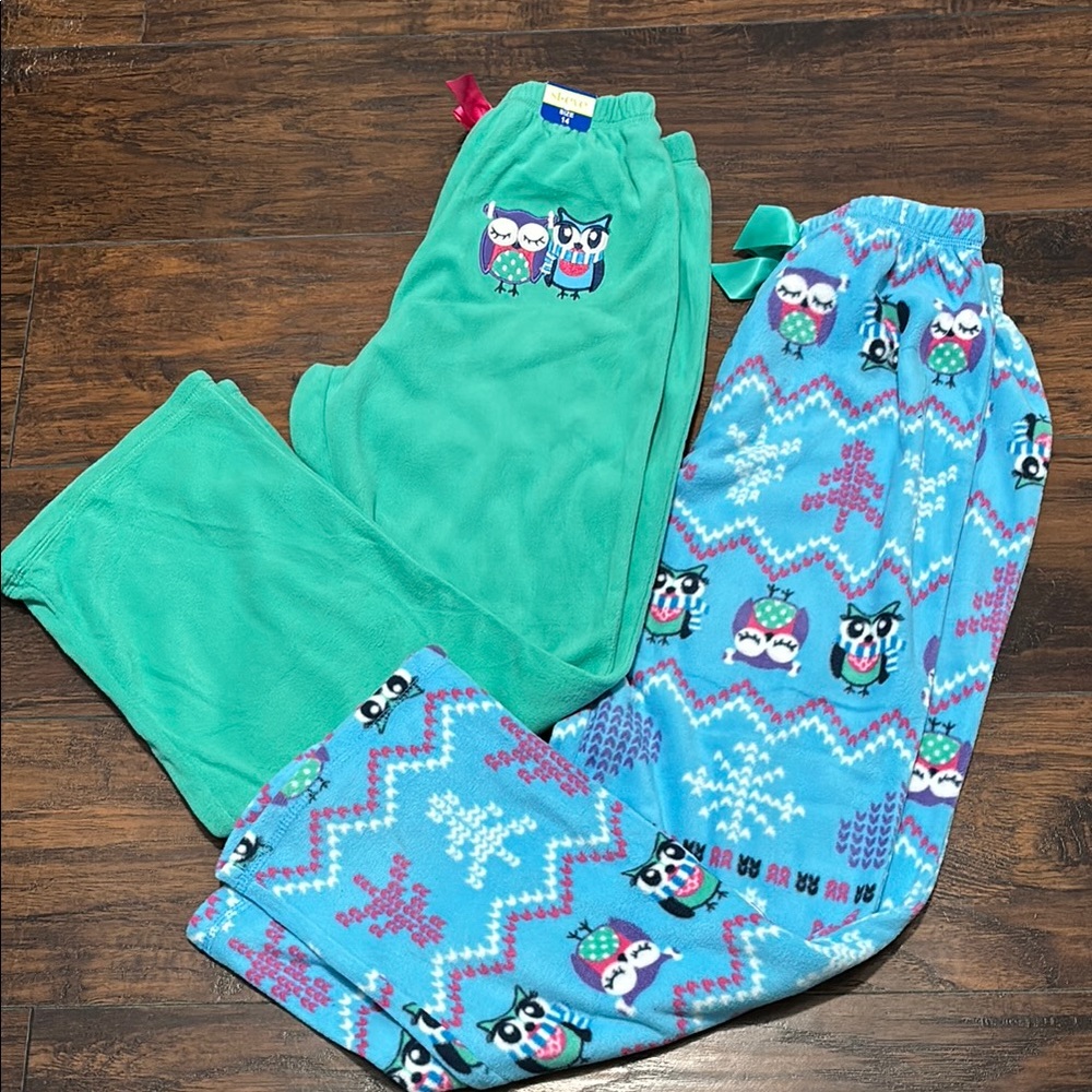 Kids Owl Pajama Lounge Pants set 2- Blue and Green